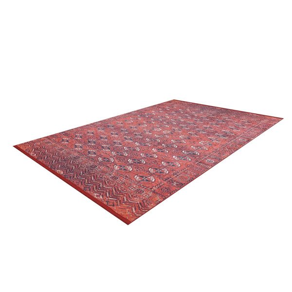 Wildon Home® Georden Red Modern Polyester Digital Print Area Rug Wayfair